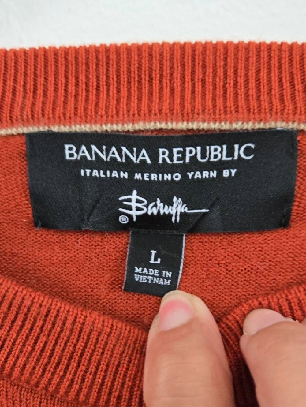 Banana Republic Baruffa Mariono Wool Men's Crewneck Sweater - Burnt Orange Size